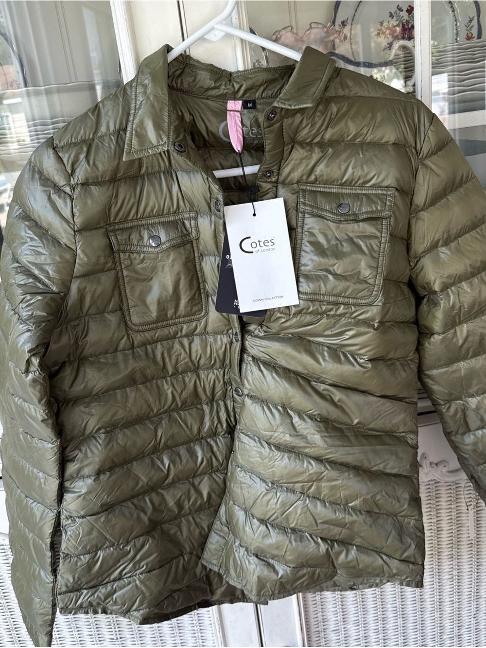 NWT Cotes of London Puffer Jacket Womens M Olive Down Lightweight Coat